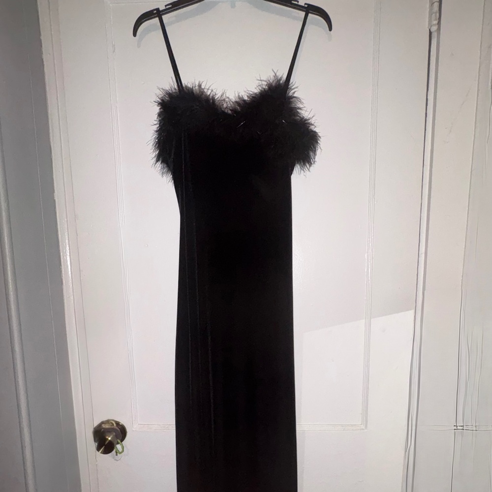 Feathery velvet dress